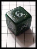 Dice : Dice - 6D - Green Clear Sparkle with White Numerals - FA collection buy Dec 2010